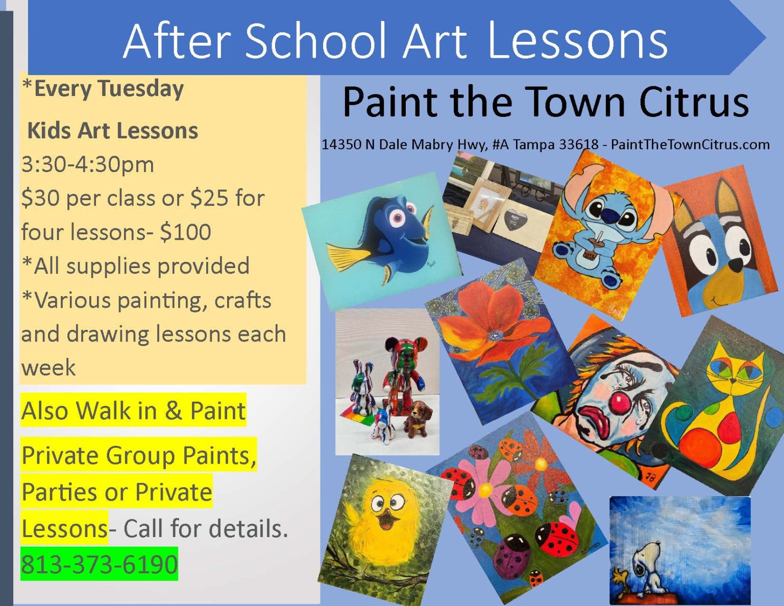 After School Art Lessons For Kids 3:30-4:30pm